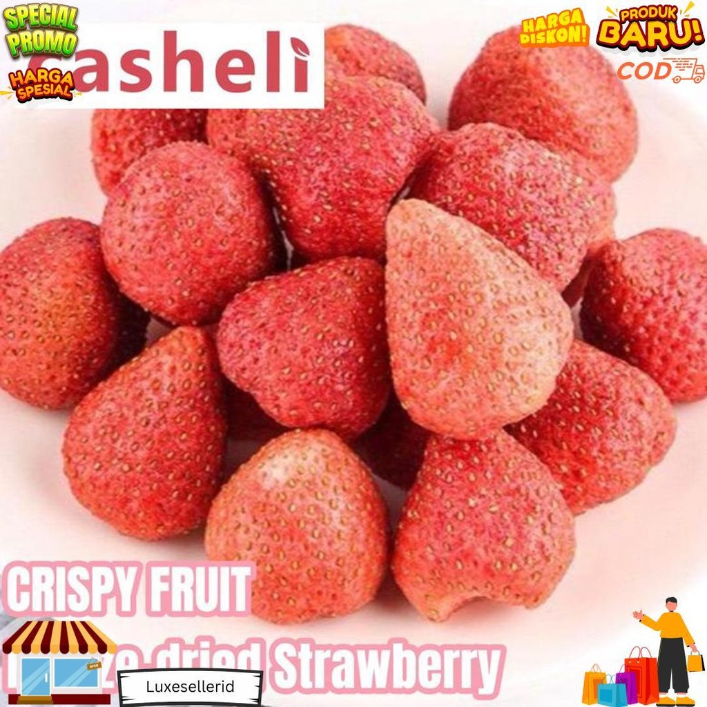 

Casheli Strawberry Kering Freeze Dried Utuh Premium Fresh Baru Crispy Original Sweet Taste D Promo 10.10