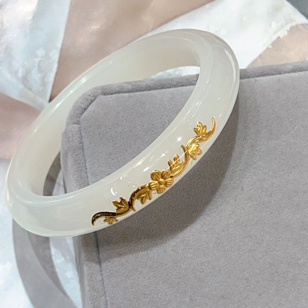 Asli Penjualan Terlaris Opal Giok Bertatahkan Gelang Emas Kaya Bunga Emas Gaya Sama Bertatahkan Keca