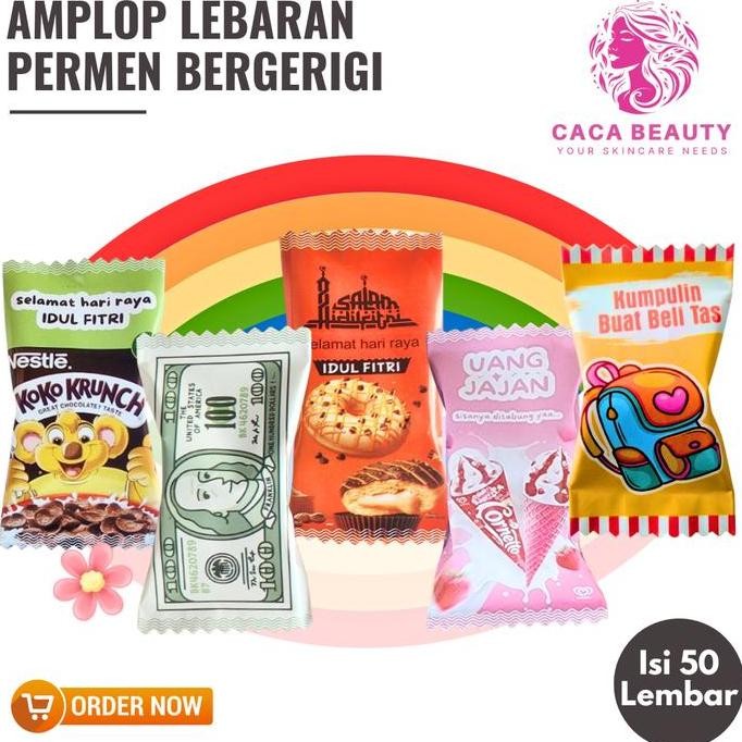 

5 Pack Amplop Lebaran 2025 Bentuk Permen Bergerigi - Ukuran 6cm X 10cm DEL
