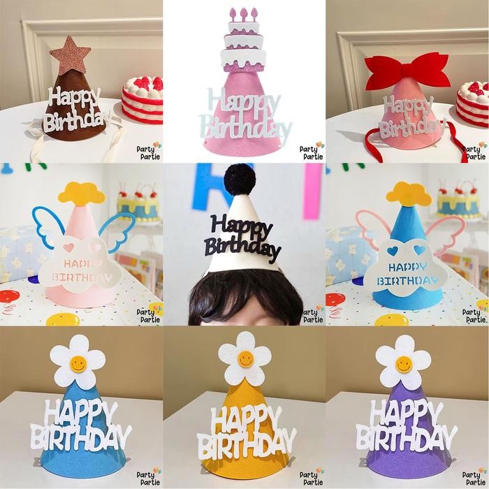 [Ecer] Topi Ulang Tahun Baru Kerucut Bentuk / Birthday Party Hat Shape