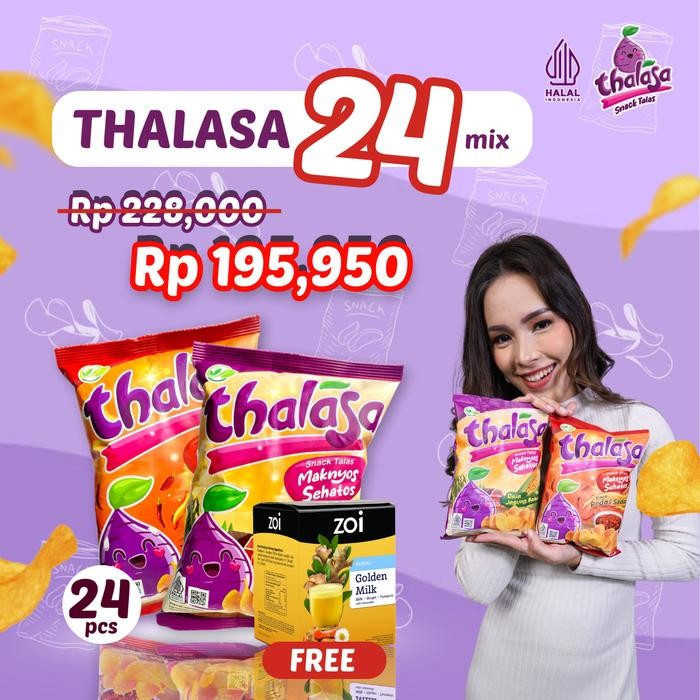 

Thalasa Bundle 24 Mix FREE 1 Box Zoi Golden Milk x Lady Nayoan Thalasa Snack (Rasa Jagung Bakar/