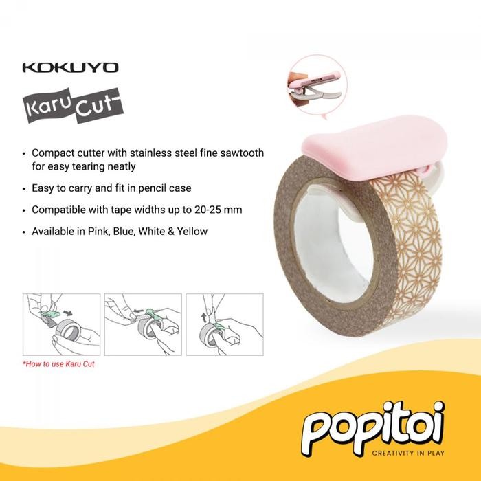 KOKUYO Karu Cut Washi Tape Cutter Pemotong Selotip Kertas Dispenser Isolasi