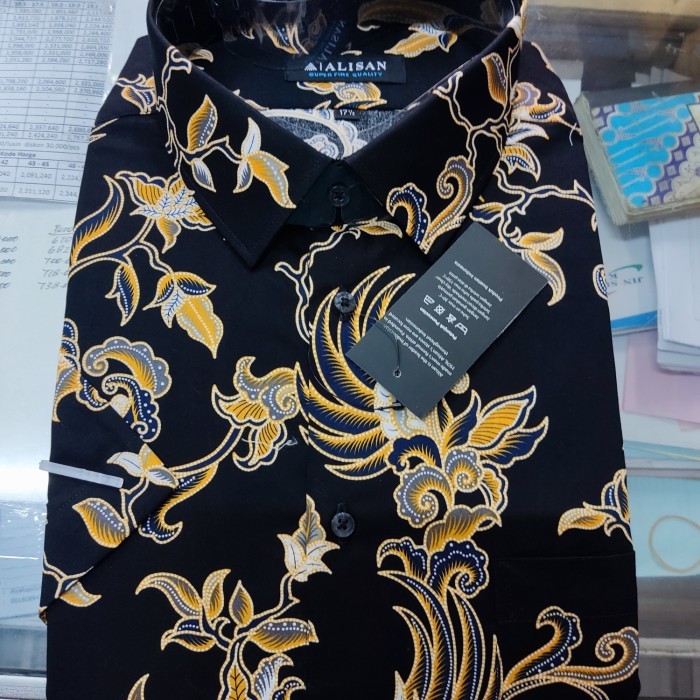 Kemeja Alisan Lengan Pendek Batik 16.5 - 17.5