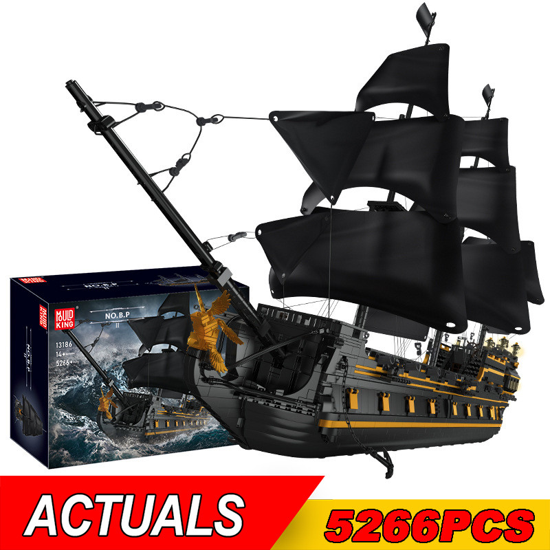 WEDO 13186 5266PCS Black Pearl Ship Pirate Ⅱ Pirates Ship Building Blocks Ideas Sailboat Bricks Toys