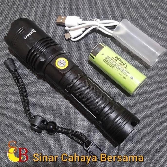 Paket Senter LED XHP 70 Ultrafire Cree USB Charging batre 26650 Terlaris