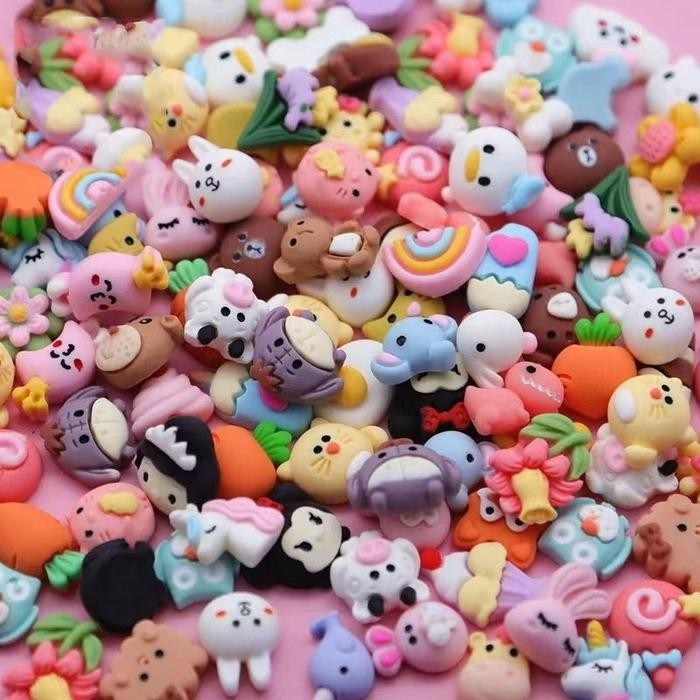 

[Vinnatsu]50 Pcs Resin Clay Karakter Grosir Sticker Aksesoris Dekorasi Kartun 3D Timbul Botol Paket