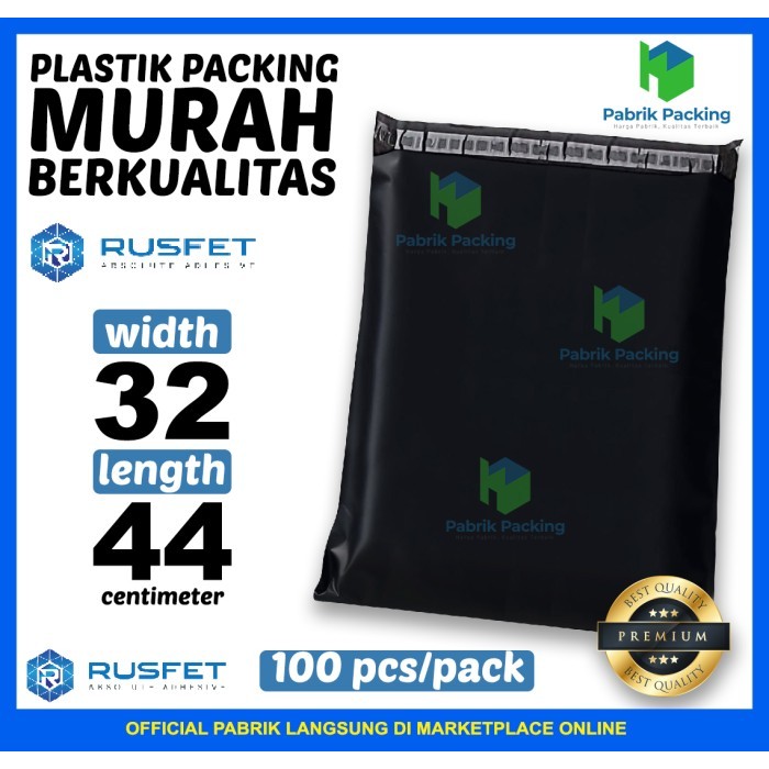 

Polymailer Ekonomis / Plastik Packing Online Shop Hitam 32X44 /Pack New