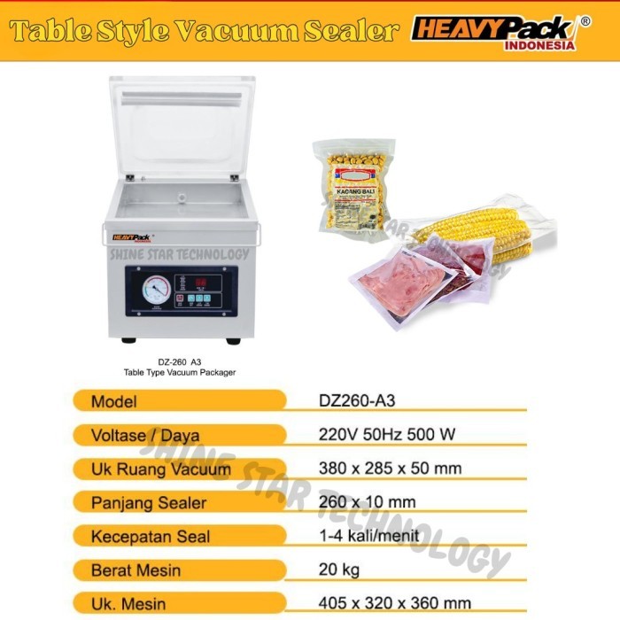 HEAVYPACK Vacuum Sealer Single Chamber TABLE TYPE DZ-260A3 HEAVYPACK