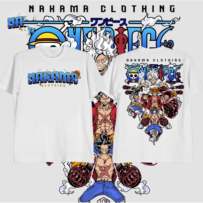 Kemeja Lengan Pendek Pria Gaya Jepang ins Lengan Pendek Cetak One Piece Luffy T Baju Kaos