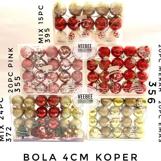 siap kirim] Bola natal 4cm mika koper/ bola hias pohon natal/mainan natal bola