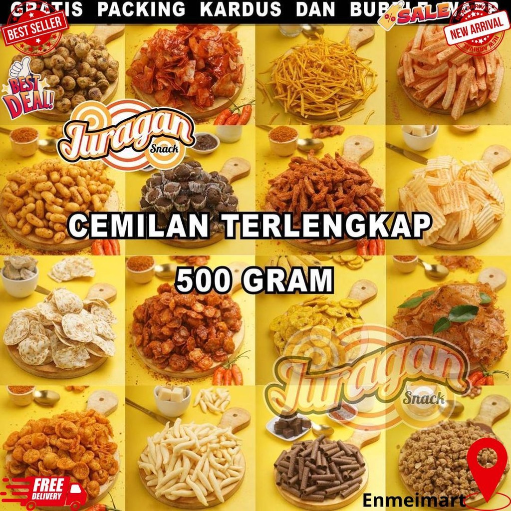 

Snack Kiloan Terlengkap 500 Gram Makanan Ringan Jajanan Cemilan Camilan Pedas Asin Gurih Manis Murah D Best Seller