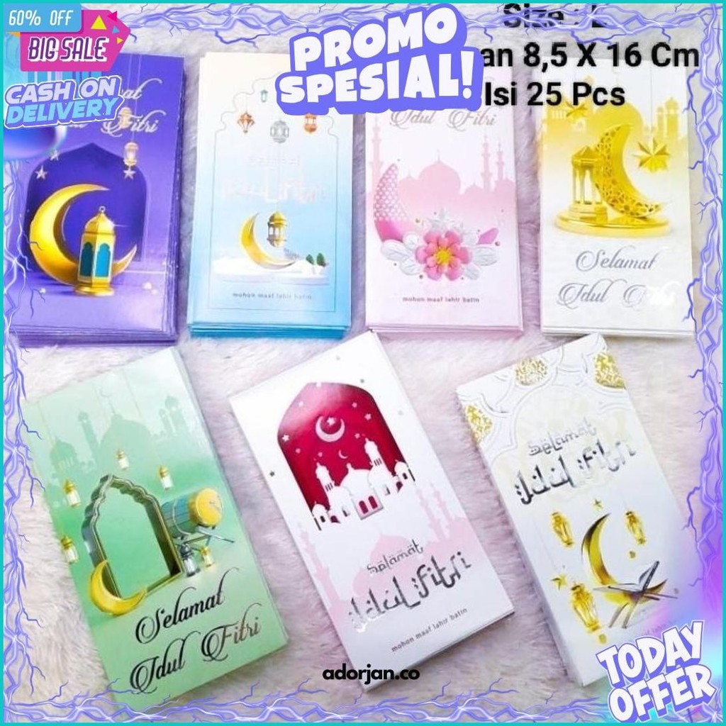 

Amplop Lebaran Idul Fitri Ukuran Jumbo 8,5Cm X 16Cm Isi 25 & 30Pcs Angpao Lebaran Karakter Mewah Amplop Sultan Kilat