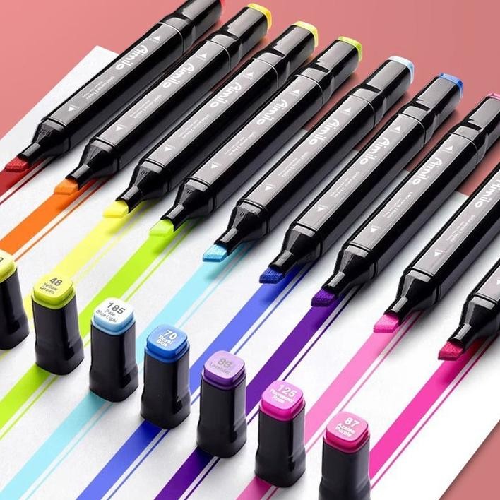 

Ow42 Aimilo Spidol Warna Warni 1 Set Sketch Marker 2 Tip Touch Marker 48/60/80 Warna Viral