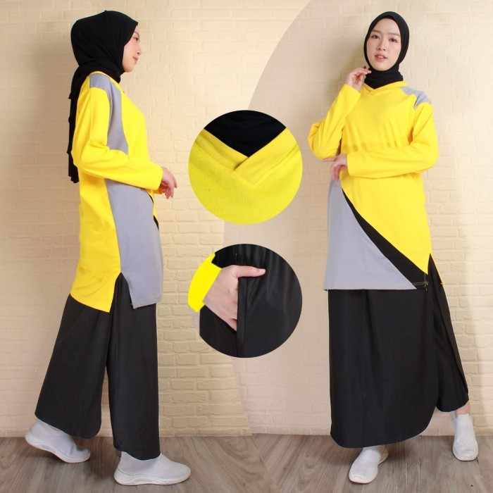 Setelan Baju Senam Muslimah Rok Celana / Model Celana Rok Muslimah Setelan Baju Olahraga Wanita