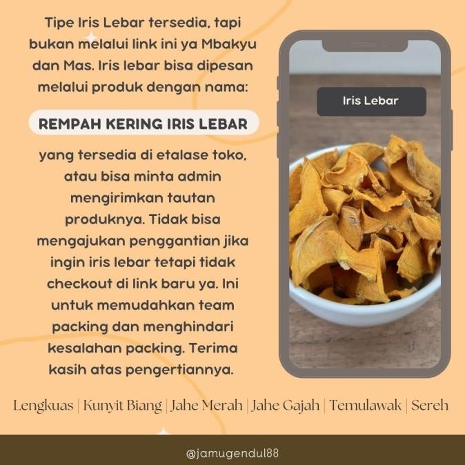 

Jahe Merah Cacah Kering - Dried Red Ginger - Rempah Kering by Jamu Gendul 88 Kualitas Preum Sudah BPOM