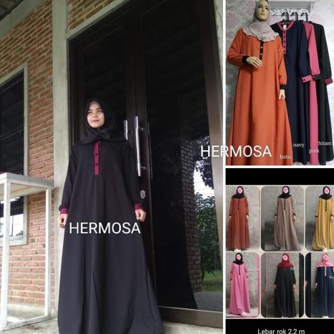 BEST SELLER ABAYA BASIC HERMOSA WARNA MARUN POLOS BAHAN WOLLYCREPE PREMIUM-ABAYA KEKINIAN