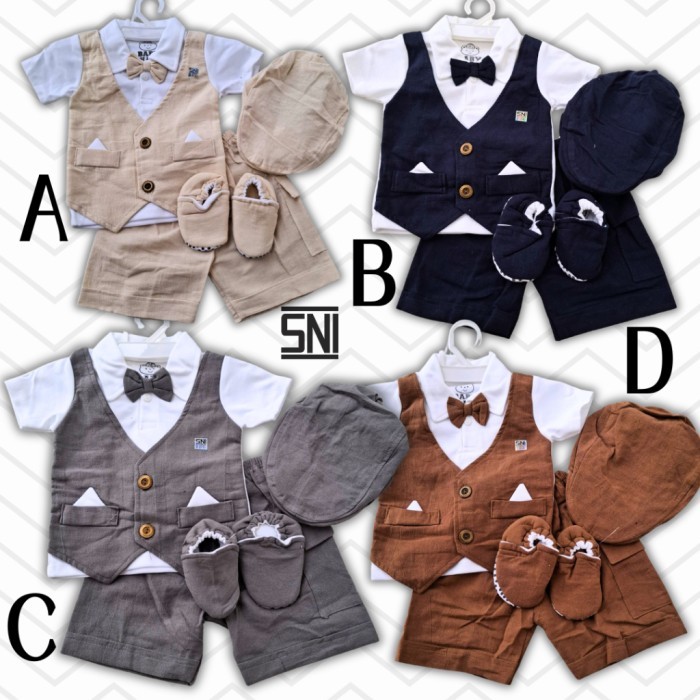 TERLARIS BAJU BAYI 6 BULAN LAKI LAKI TUXEDO JAS BABY 9 BULAN SETELAN ANAK TOPI SEPATU LG