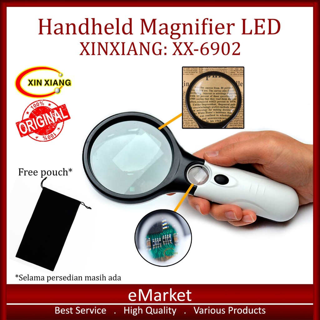 

Aca Pembear Led Iniang 6902 Lampu Lup Lena Magnifier Handheld Membaca Perhiaa