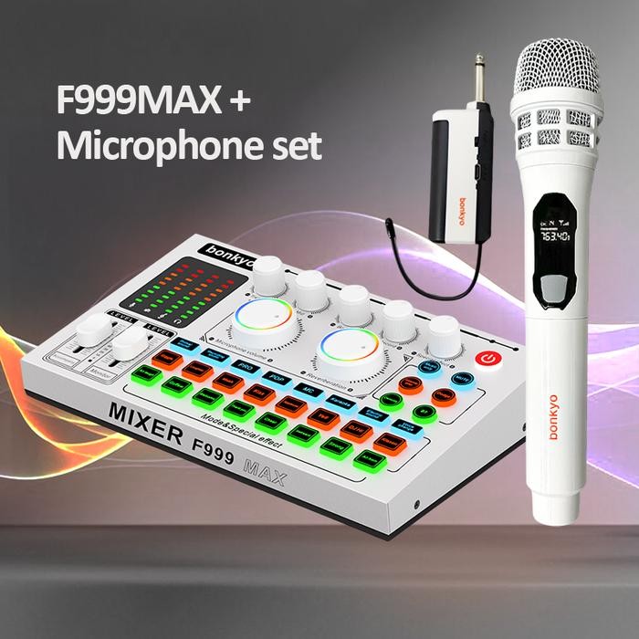 Bonkyo F999Max Sound Card Bluetooth Live Soundcard F999Max Soundcard Audio Live Mixer Untuk Live