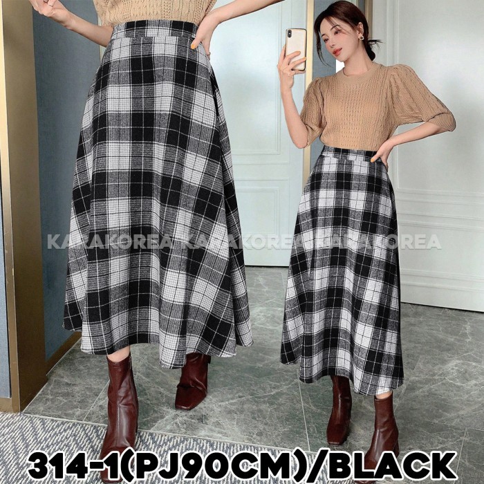 SALE (314)FLARE TARTAN SKIRT/KOREAN WOMEN SKIRT/ROK MAXI/ROK PANJANG WOK662