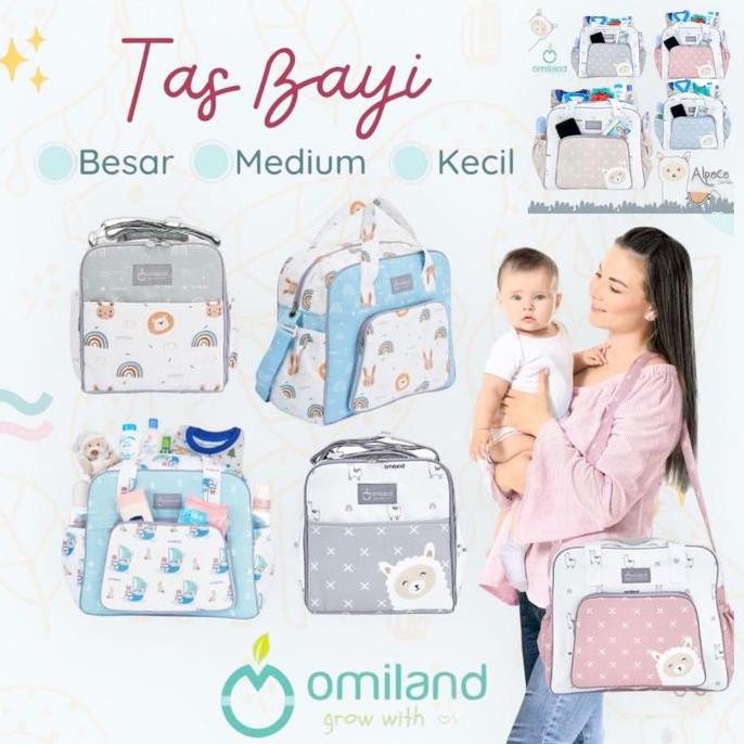 Omiland Tas Perlengkapan Bayi Kecil Medium Besar Saku Print Sloth Alpaca Panda Series Arevyonlinesho