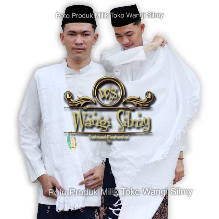 Sorban BISA COD Sorban Rida Hitam Polos Panjang Rayon Surban Habib Kashmiri - Putih arab panjang mot