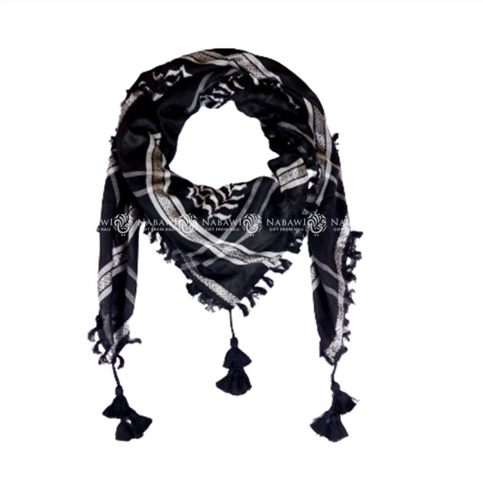 Sorban Sorban Arab Almas Hitam/Sorban Surban Haji/Keffiyeh, Sorban, Shemagh motif halus arab