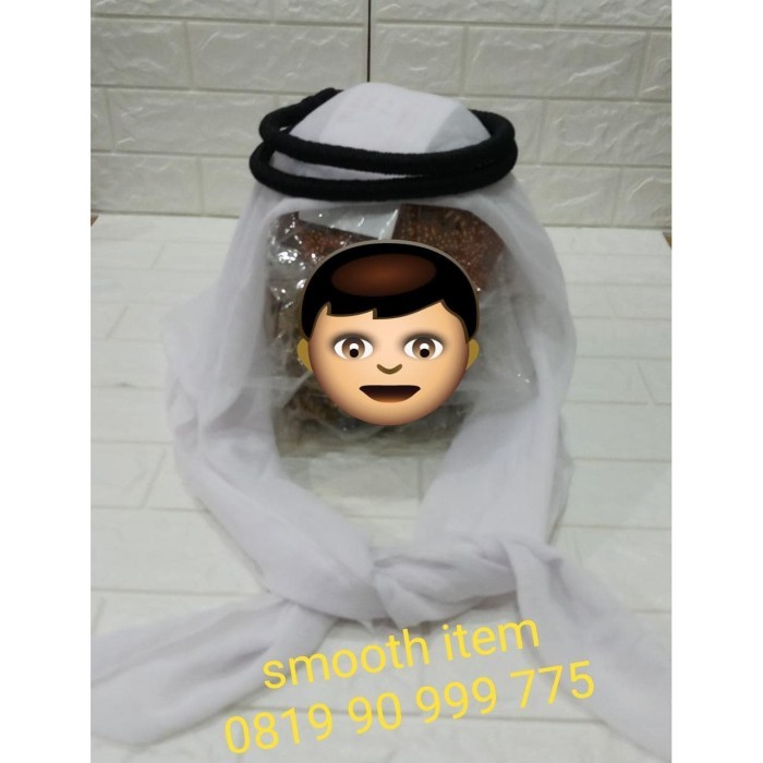 Sorban Ikat kepala sorban arab putih untuk pria laki laki dewasa motif halus arab