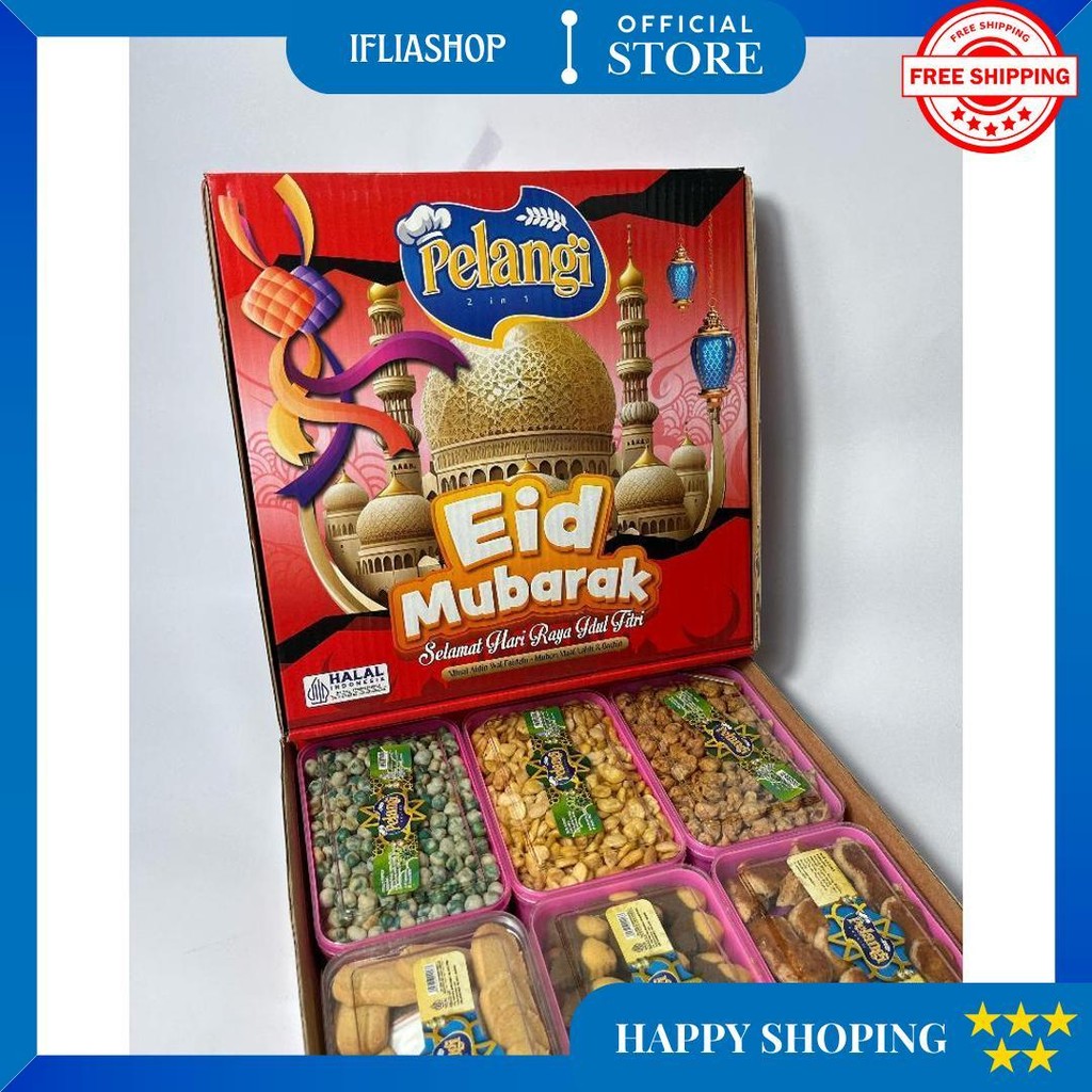 

Paket Kue Isi 6 Toples Pelangi | Hampers Lebaran | Paket Kacang Murah Kue Murah D Sale