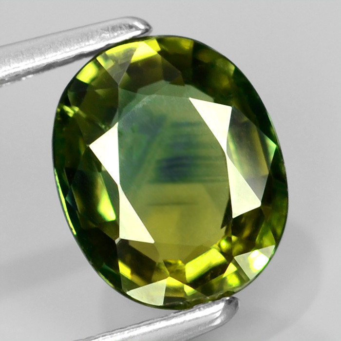 GLC Certified Cushion 1.51ct 6x8mm Tri-Color Yellow Green Natural Sapphire, Tanzania SP015