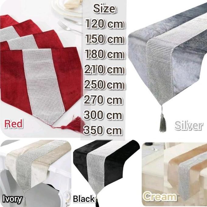 Table Runner Taplak Meja Panjang Mewah Cantik Beludru Bludru Syahrini Panjang 120,,180,210,250,270 c