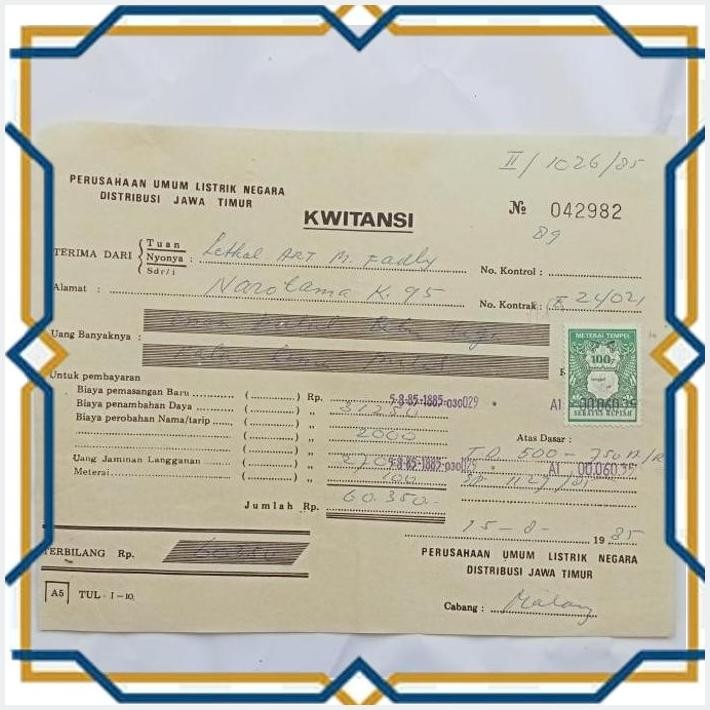 

[PUS] KWITANSI JADUL LANGKA TAHUN 79 80 AN BUKTI PEMBAYARAN