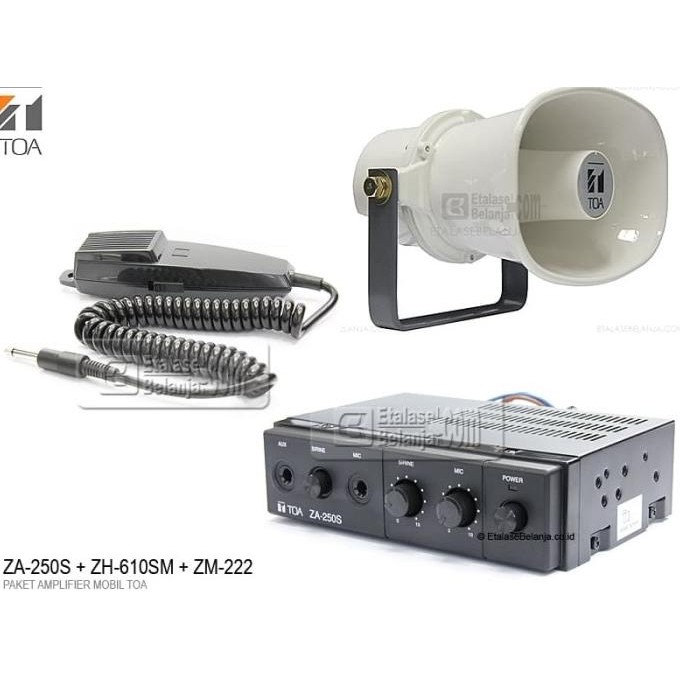 PAKET AUDIO MOBIL - AMPLIFIER MOBIL TOA ( AMPLIFIER + MIC + SPEAKER ) Terlaris