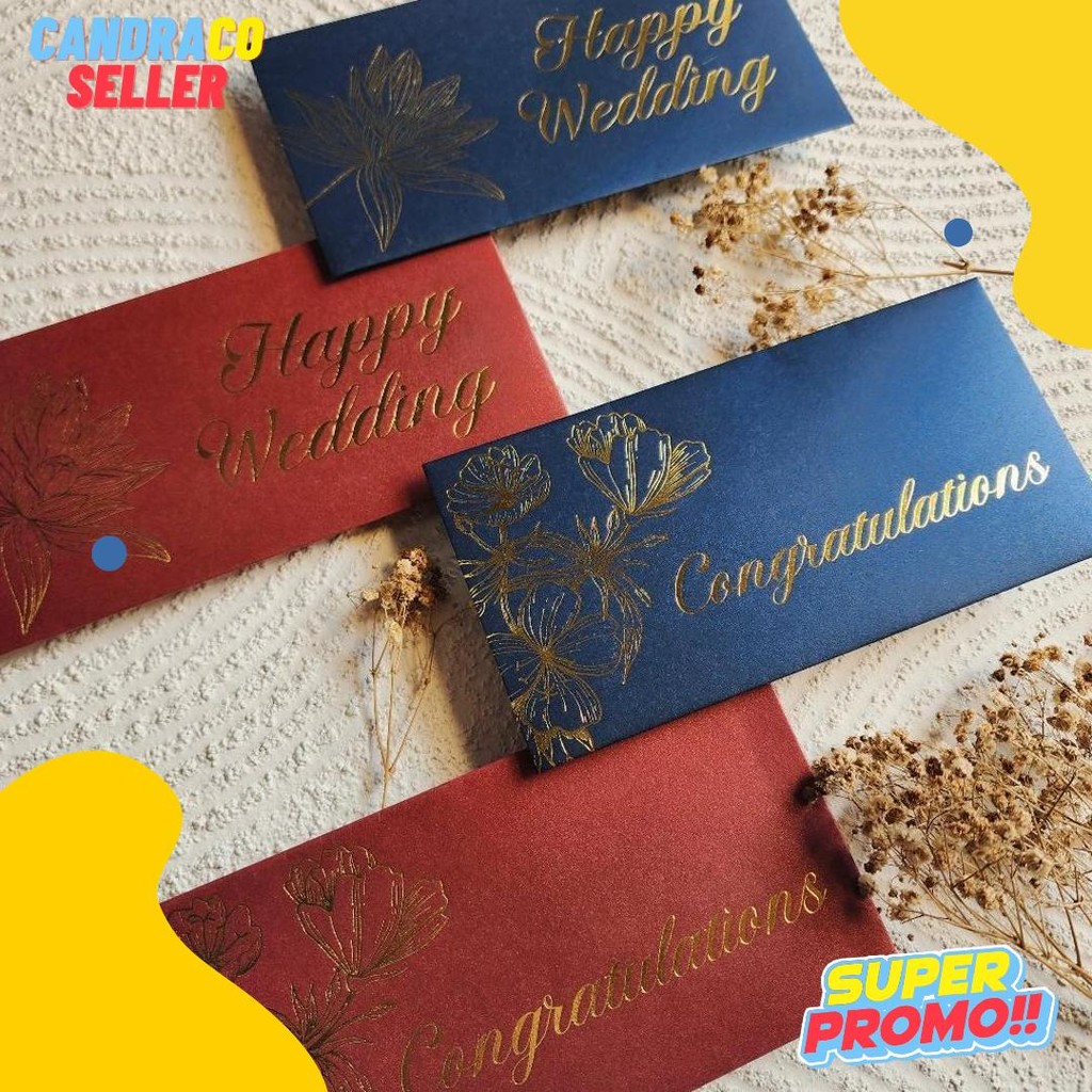 

Amplop Uang Horizontal Besar 9.5X18.5Cm Happy Wedding Congratulations / Angpao Selamat Bahan Fancy Jasmine / Angpau Wedding / Angpau Congratulations (Isi 10 Pcs) Diskon Setengah Harga