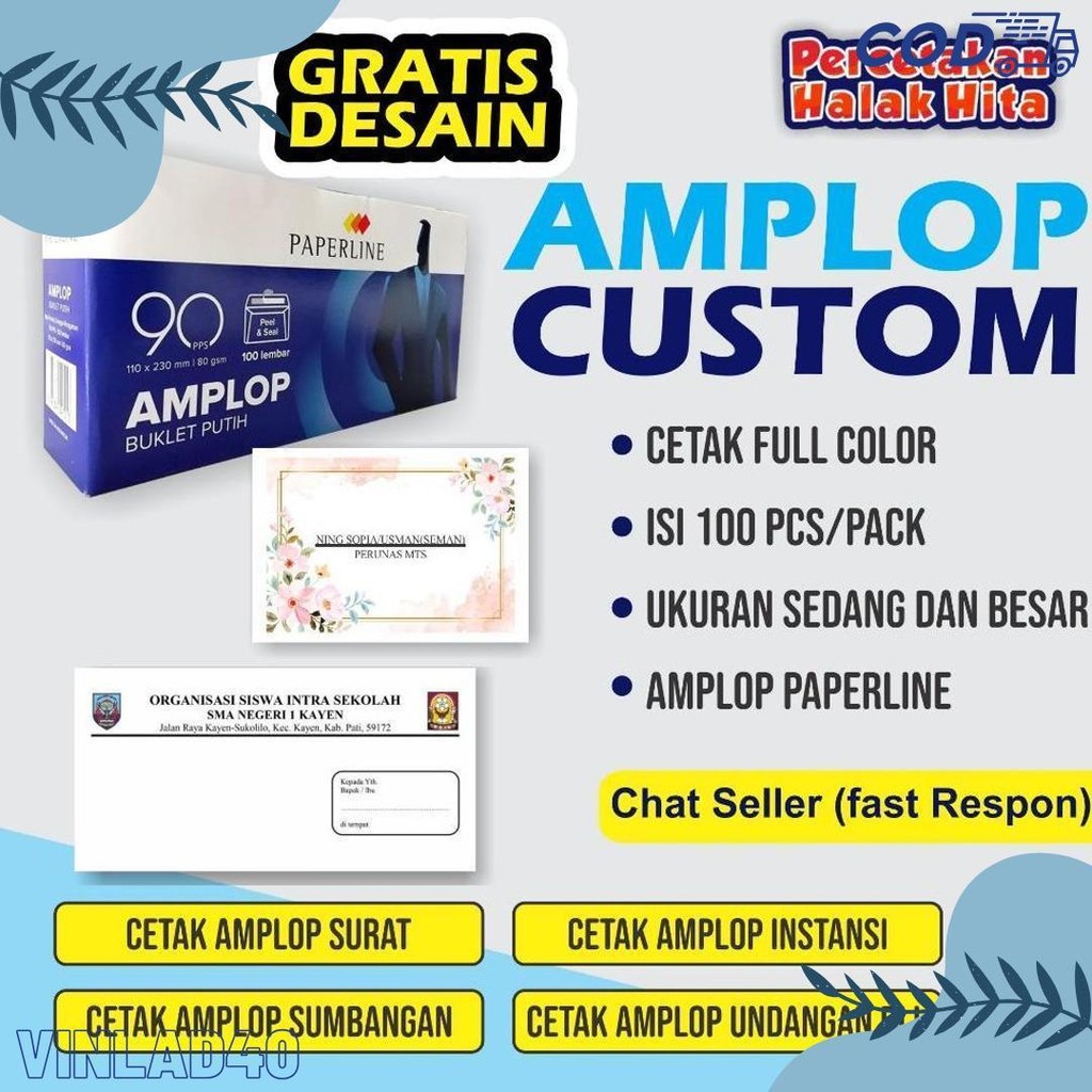 

Cetak Amplop / Cetak Amplop Custom / Amplop Instansi / Amplop Kondangan / Amplop Desain Custom Terlaris! Produk Ini Banyak Dicari