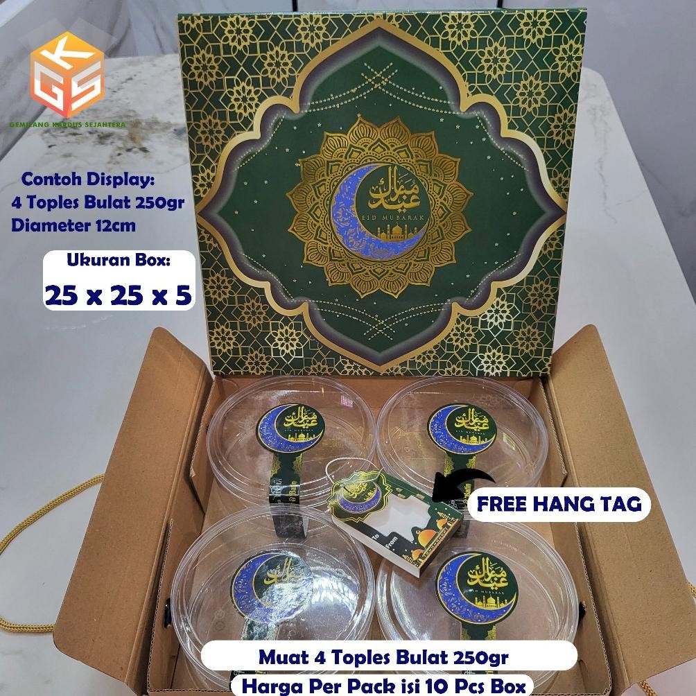 

10pcs Box Idul Fitri | Ukuran 25x25x5 | Box Idul Fitri 4 Toples 250gr | Dus Lebaran | Box Lebaran