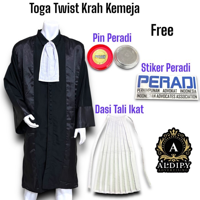Toga Advokat Pengecara Jaksa Toga Hakim Bahan Twist Kerah Kemeja + Pin peradi dan Stiker peradi