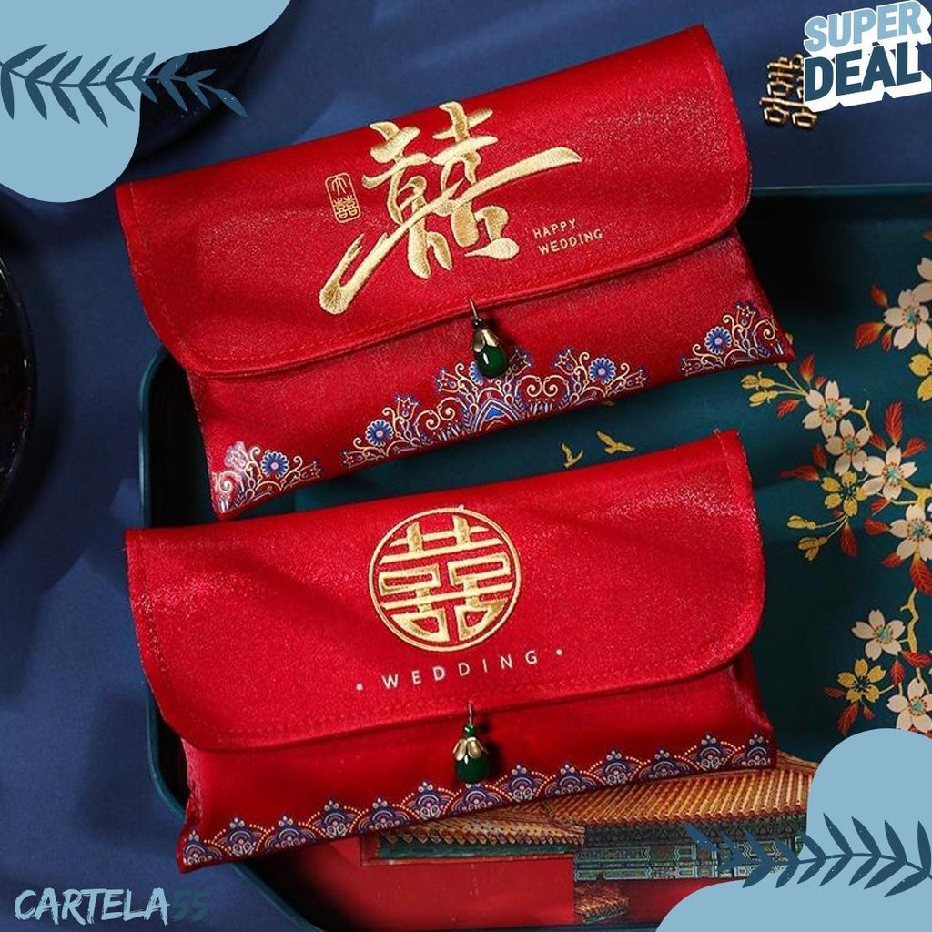 

[Dompet Angpao Kain Shuang Xi Premium] Dompet Amplop Angpao /Angpau / Hongbao Glitter Wedding, Sangjit , Uang Susu, Pernikahan / Shuang Xuang Xi Diskon