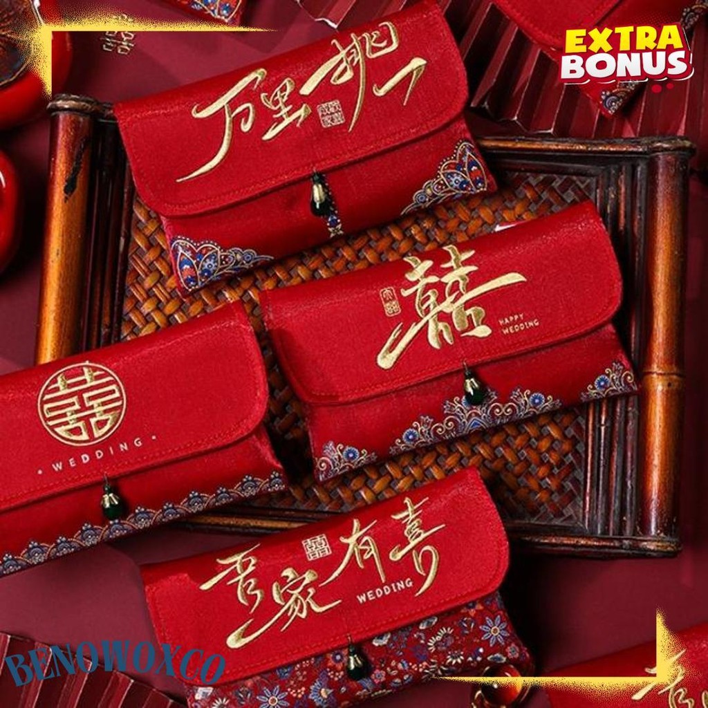 

[Dompet Angpao Kain Shuang Xi Premium] Dompet Amplop Angpao /Angpau / Hongbao Glitter Wedding, Sangjit , Uang Susu, Pernikahan / Shuang Xuang Xi Diskon Setengah Harga
