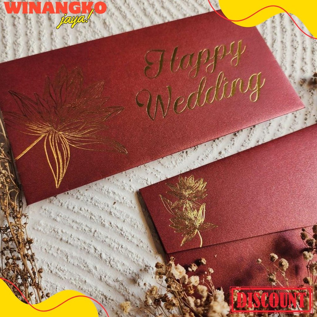 

Amplop Uang Horizontal Besar 9.5X18.5Cm Happy Wedding Congratulations / Angpao Selamat Bahan Fancy Jasmine / Angpau Wedding / Angpau Congratulations (Isi 10 Pcs) Diskon