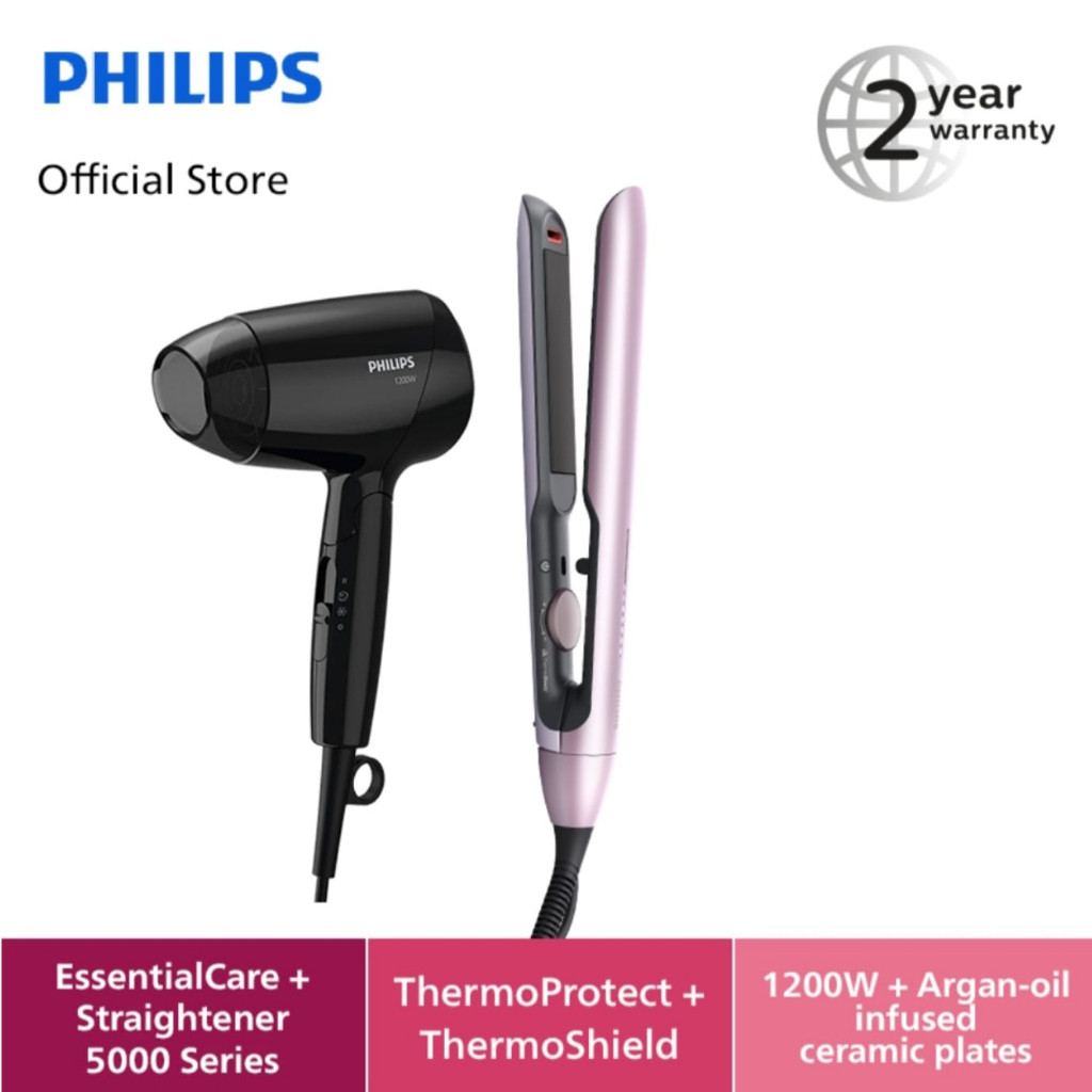 Philips Hair Set (Straightener BHS530/00 Catokan + Hair Dryer BHC010/12)