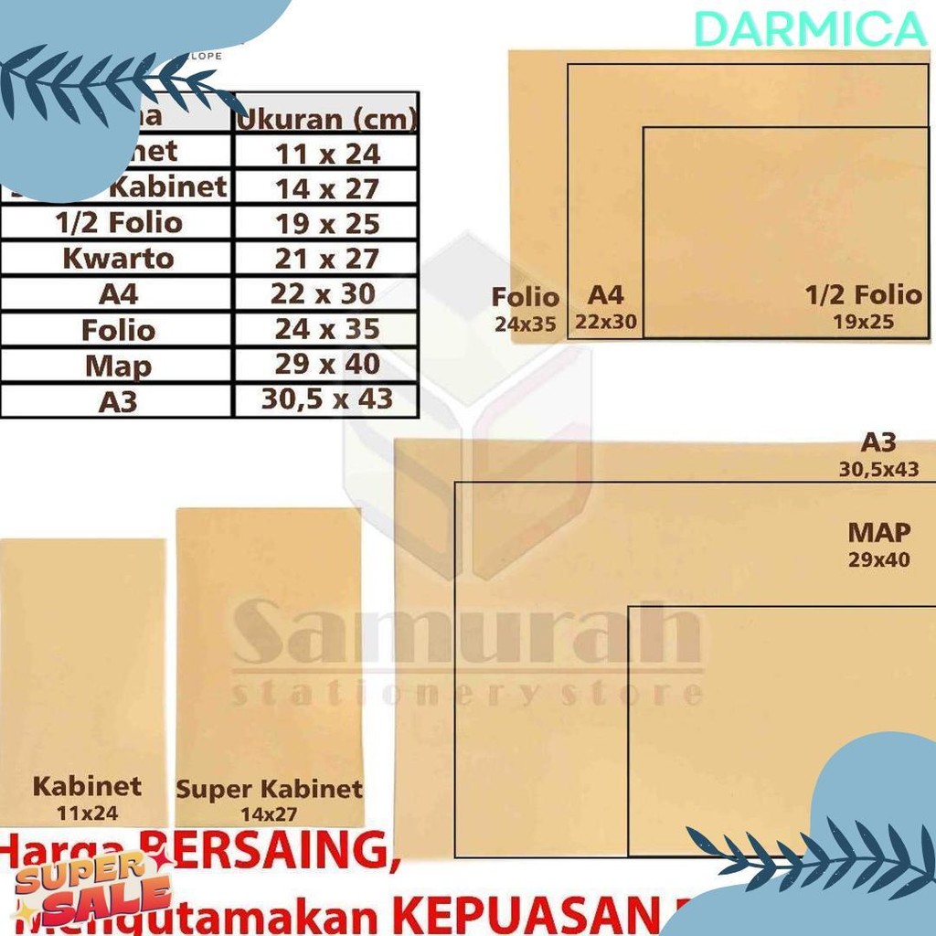 

Amplop Kertas Coklat Garan Ukuran A4 22 X 30 Cm / Amplop Dokumen 22X30 1 Pak Isi 100 Lembar Tebal 70 Gsm - Gram Flash Sale! Diskon Hingga 70%