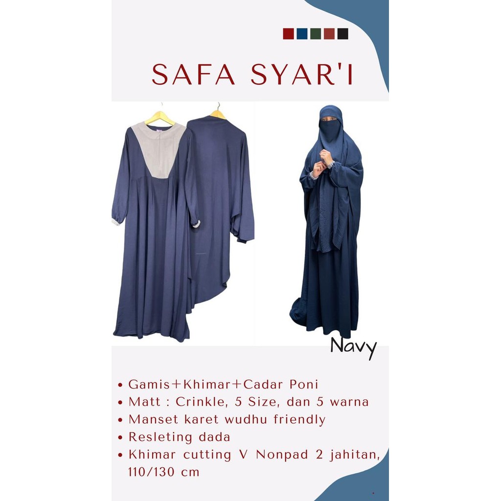 Gamis Set Khimar Cadar / Gamis Set Syari / Gamis Syari Bahan Crinkle Terlaris