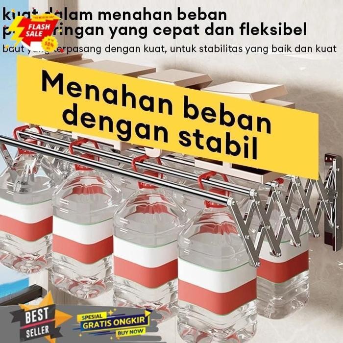 TERBAIK JEMURAN BAJU DINDING STAINLESS STEEL 100-200CM PAKAIAN SINGLE JEMURAN  LIPAT STAINLESS STEEL