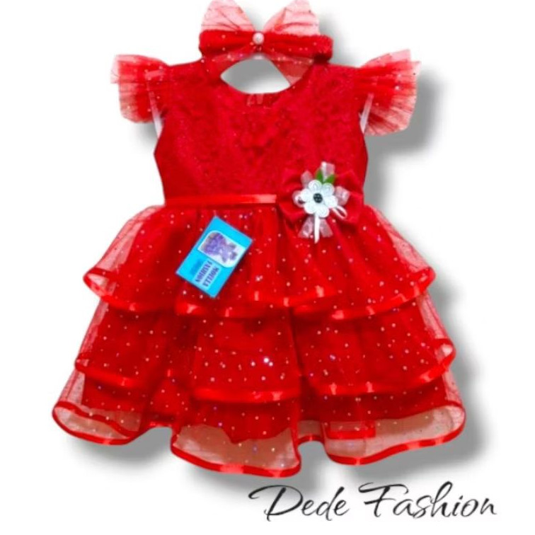 DF-Dress bayi perempuan usia 6-12bulan/dress baby usia 6-12bulan mewah/rekomendasi outfit lebaran ba