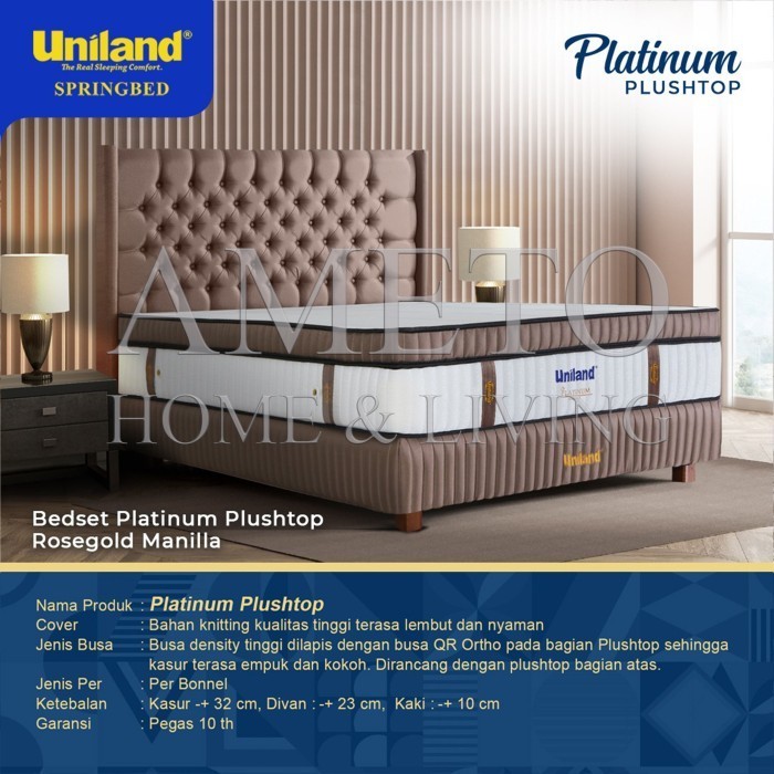 SPRING BED UNILAND PLUSH TOP 160X200 ROSEGOLD MANILA FULL SET