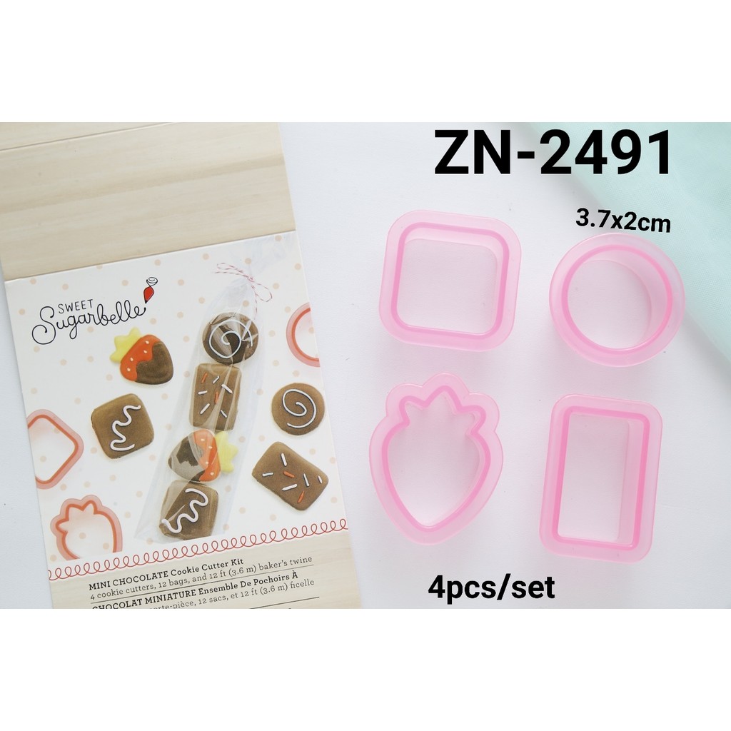 ZN-2491 Cutter embosser cookie cutter strawberry stroberi bulat kotak (CUTTER)