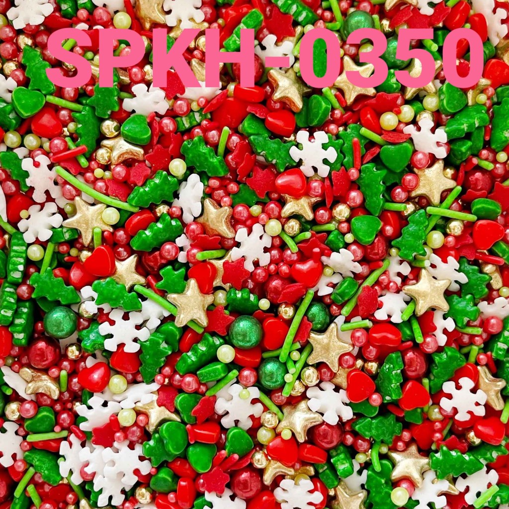 

SPKH-0350 Sprinkles sprinkle springkel 500gr gold merah hijau pohon (sprinkles)