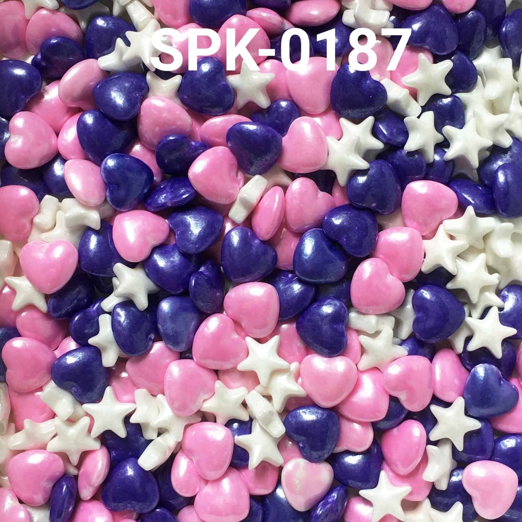 

SPK-0187 Sprinkles sprinkle springkel 1kg 1kilo hati bintang ungu pink (SPRINKLES)