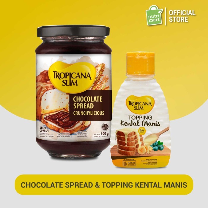 

TROPICANA SLIM CHOCOLATE SPREAD 300GR + TOPPING KENTAL MANIS 150ML